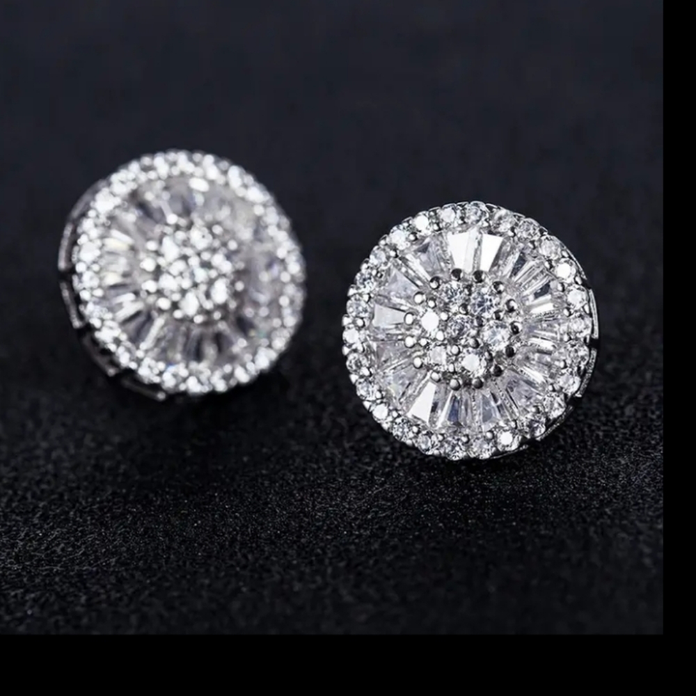 Elegant Luxury 925 Silver Plated White Zircon Stud Earring For Women Fine Jewelr